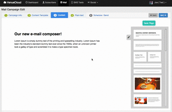 The VenueCloud email composer